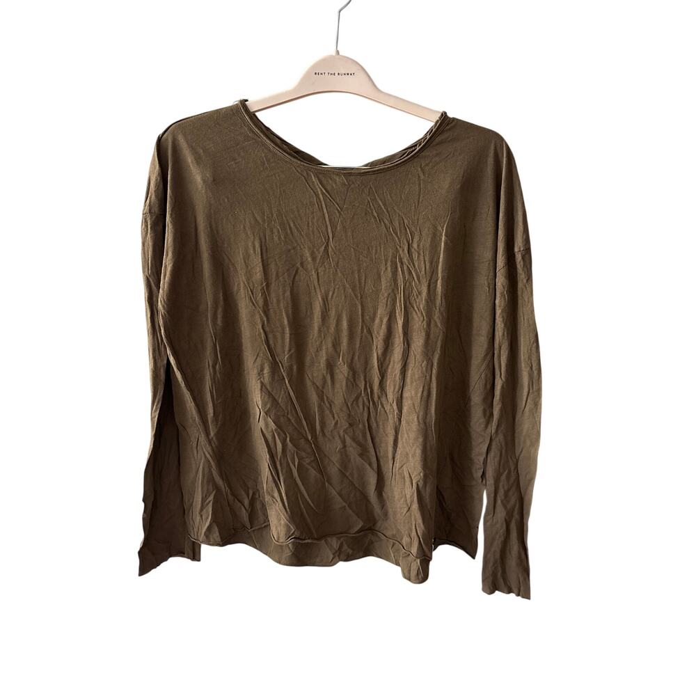 NWT One Teaspoon Sz R Khaki Brown Long Sleeve Cotton Collection Valentine Tee